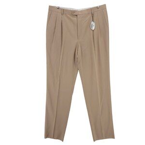 NWT ZANELLA Bennett Pleated 100% Wool Dress Pants Beige Natural Stretch Men's 40